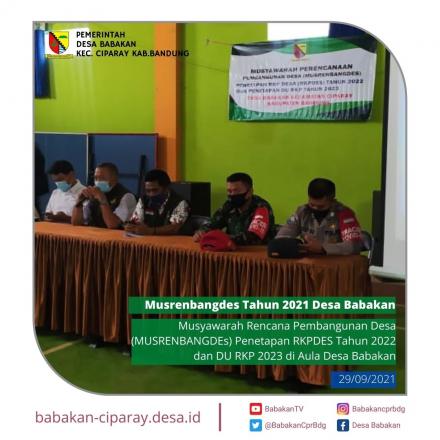 Musyawarah Rencana Pembangunan Desa MUSRENBANGDES Penetapan RKPDES Tahun 2022 dan DU RKP Tahun 2023